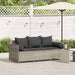 Tuinbank 3-zits met kussens poly rattan lichtgrijs