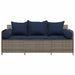 Tuinbank 3-zits met kussens poly rattan grijs