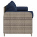 Tuinbank 3-zits met kussens poly rattan grijs
