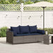 Tuinbank 3-zits met kussens poly rattan grijs