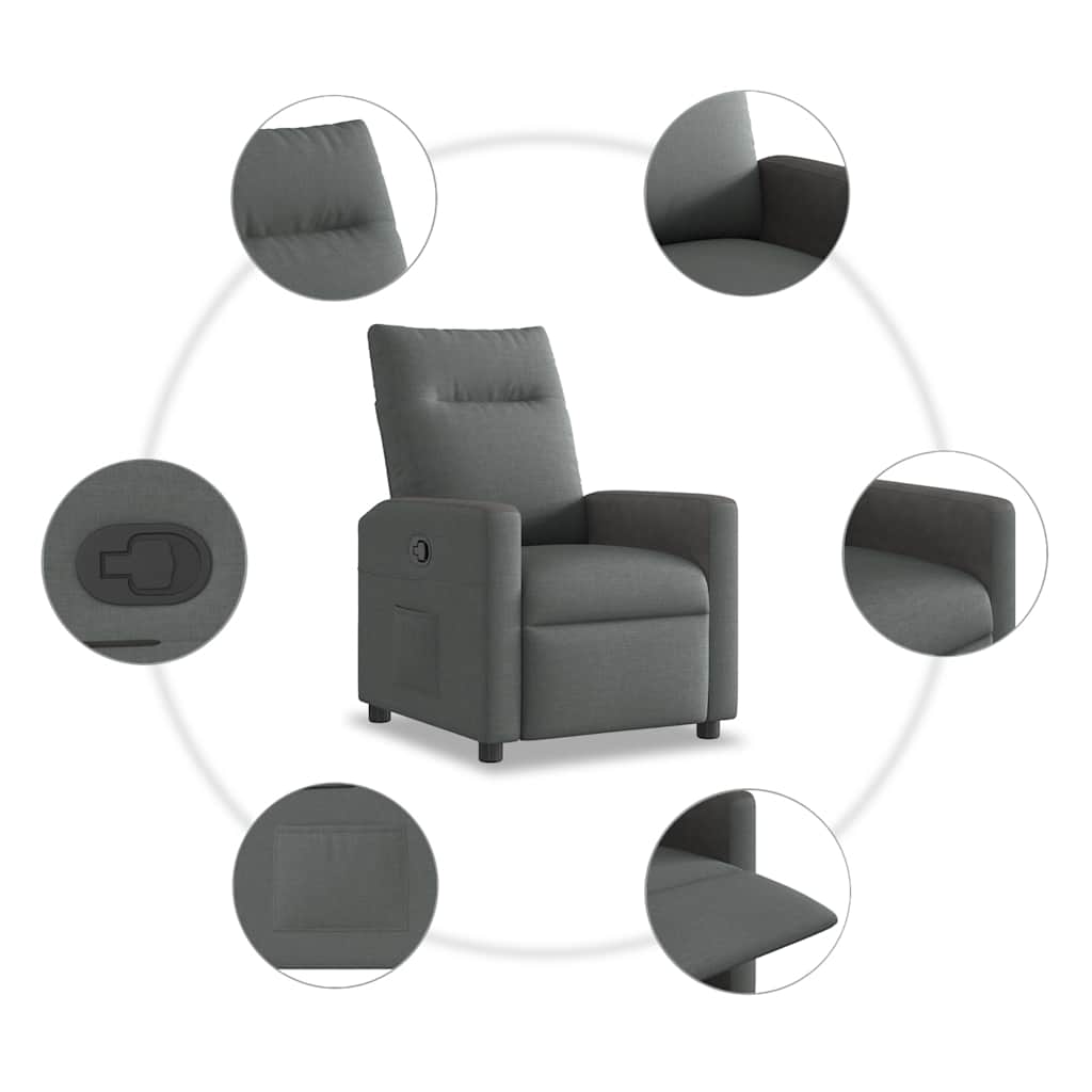 Relaxfauteuil Donkergrijze Stof