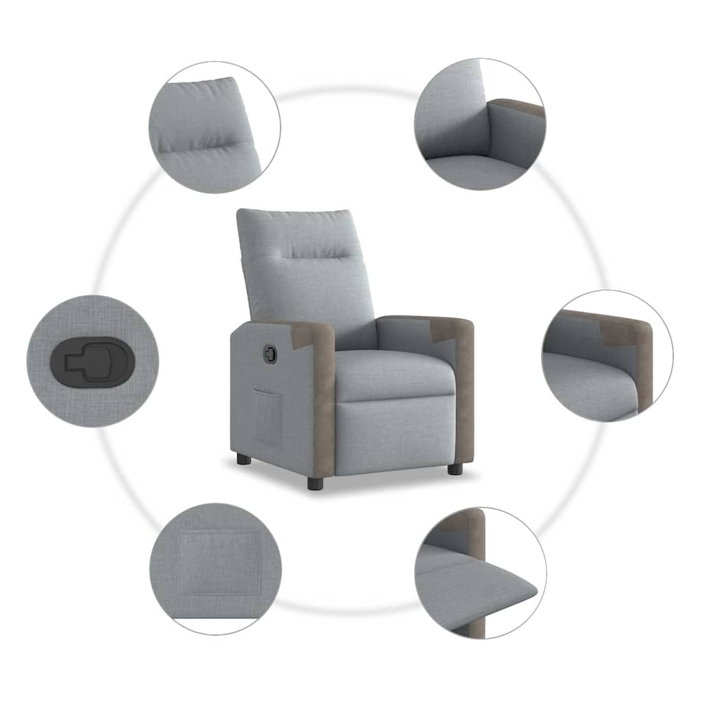Fauteuil verstelbaar stof lichtgrijs