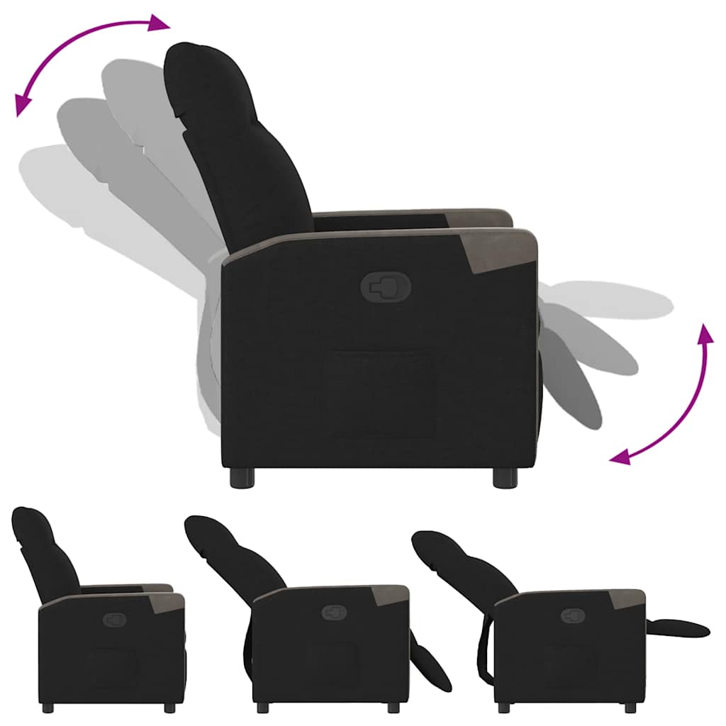 Fauteuil verstelbaar stof zwart