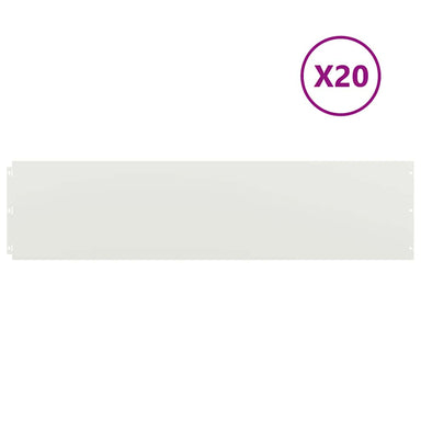Gazonranden 20 st 25x103 cm koudgewalst staal wit