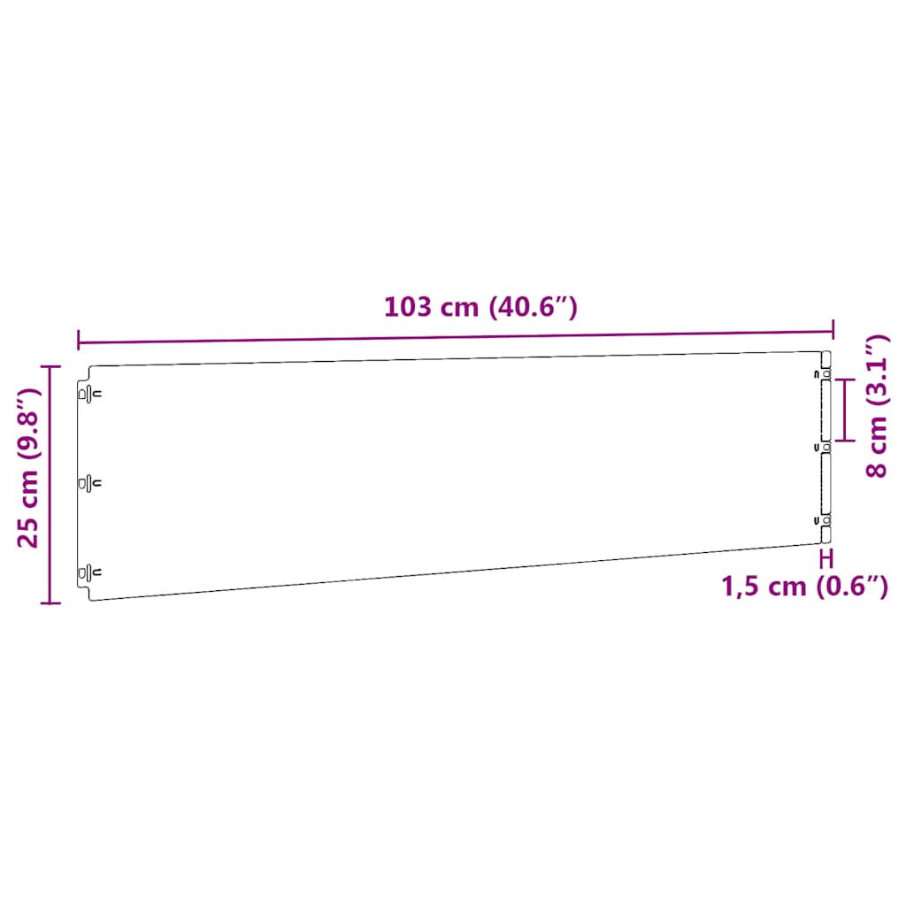 Gazonranden 20 st 25x103 cm koudgewalst staal wit