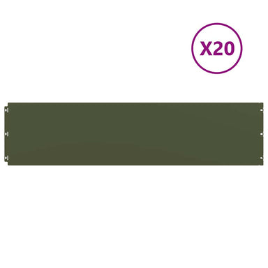 Gazonranden 20 st 25x103 cm koudgewalst staal olijfgroen