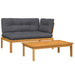 2-delige Loungeset pallet met kussens massief acaciahout