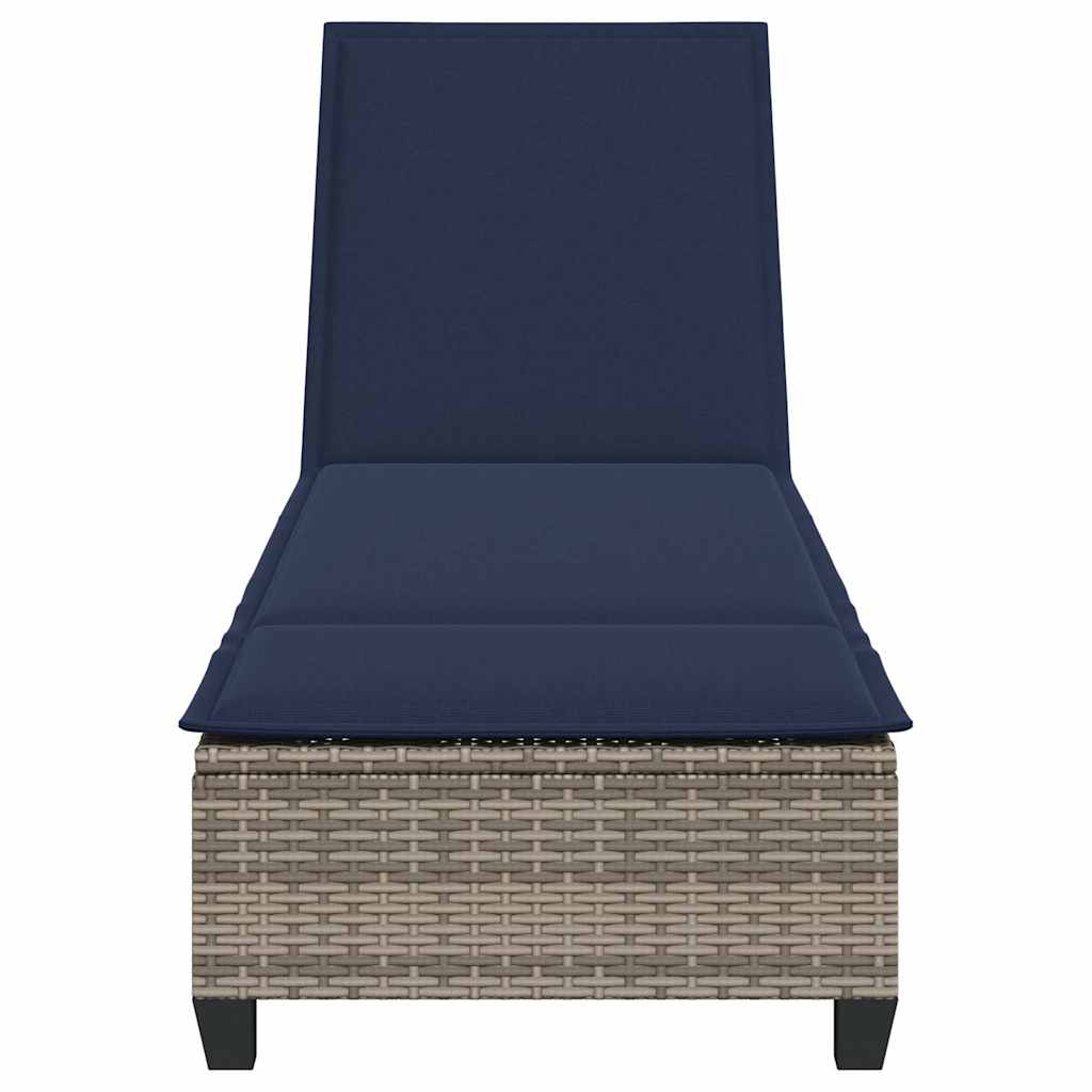 Ligstoel met kussens grijs 55x200x25,5cm polyrotan