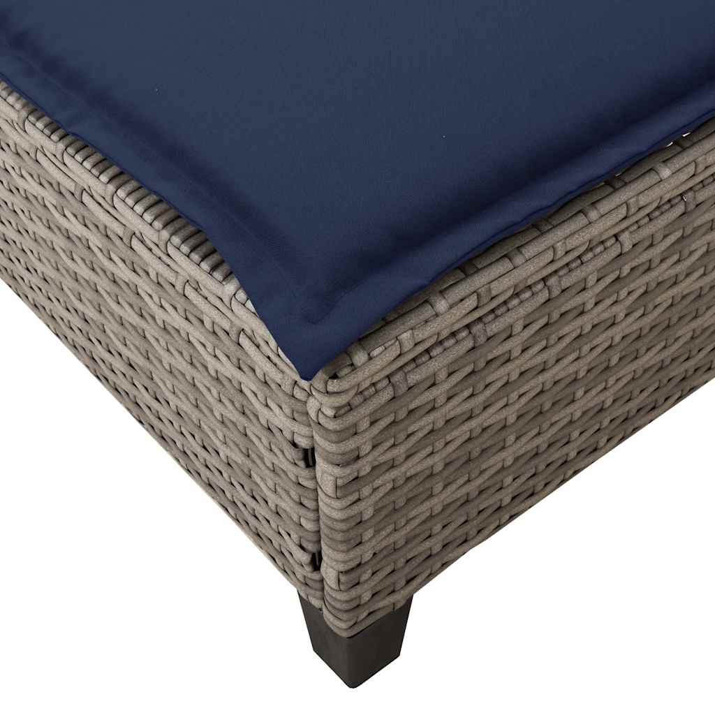 Ligstoel met kussens grijs 55x200x25,5cm polyrotan