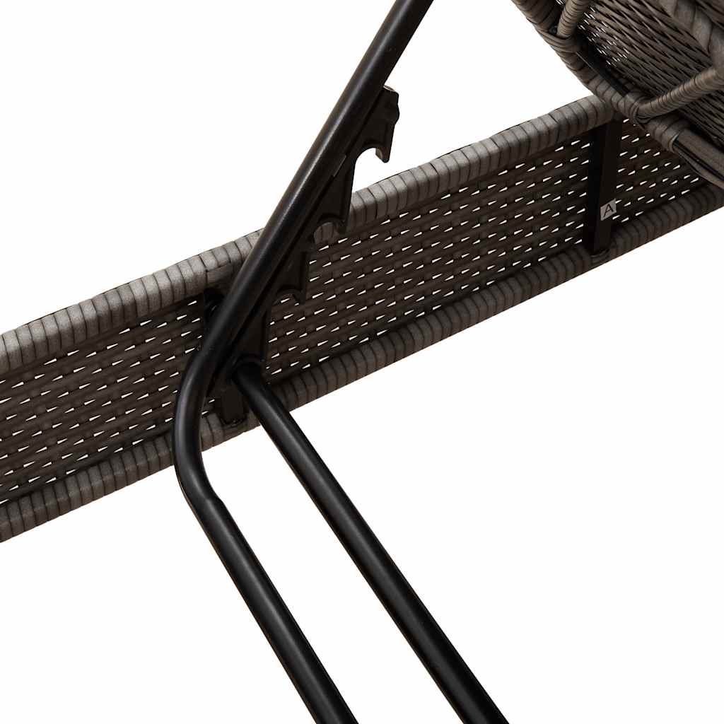 Ligstoel met kussens grijs 55x200x25,5cm polyrotan