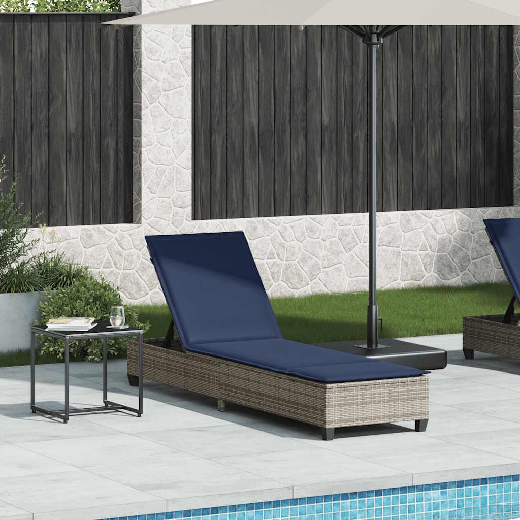 Ligstoel met kussens grijs 55x200x25,5cm polyrotan