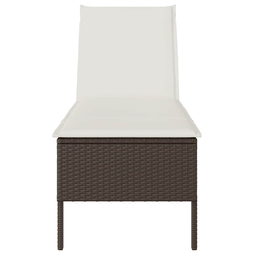 Ligstoel met kussen bruin 55x200x44cm polyrotan