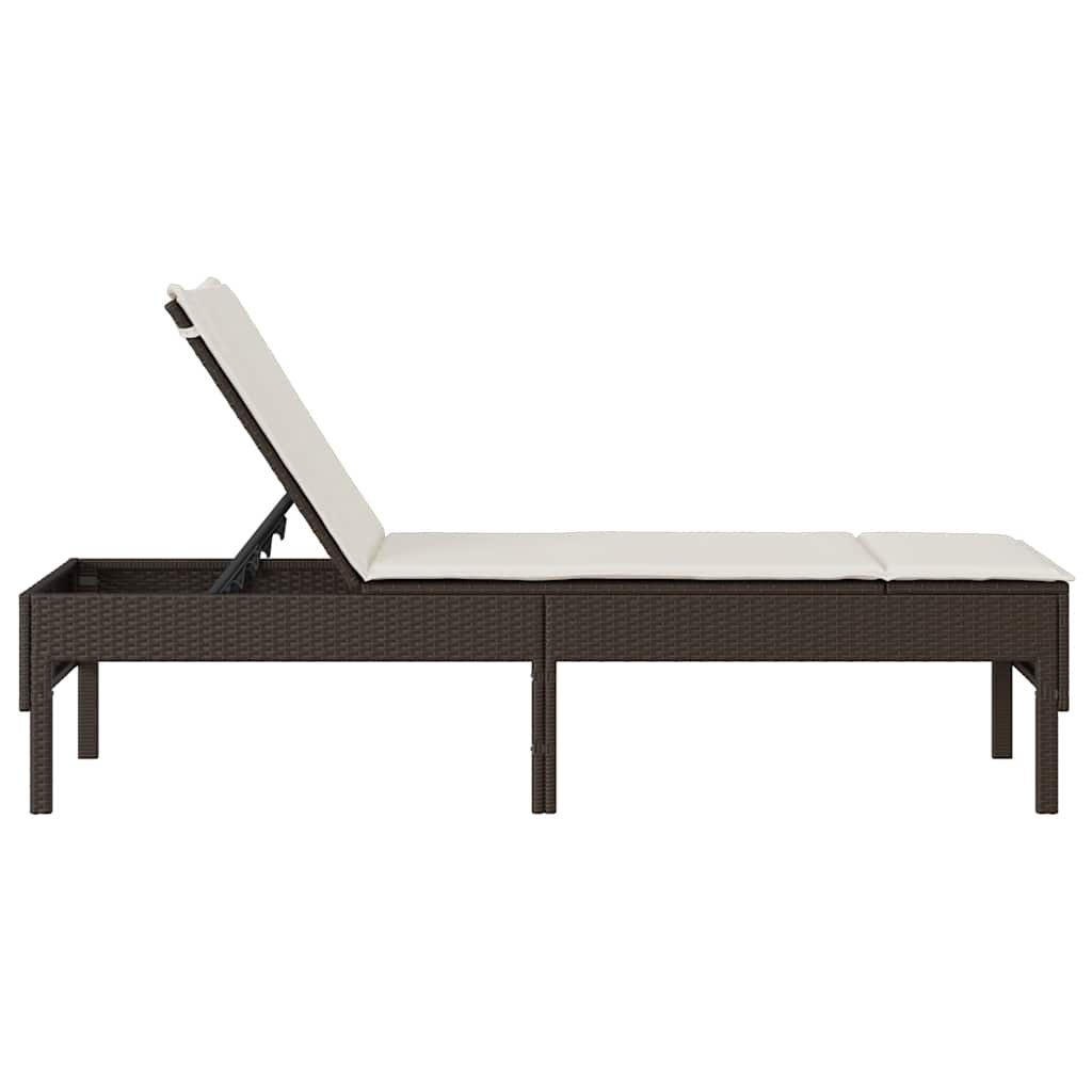 Ligstoel met kussen bruin 55x200x44cm polyrotan
