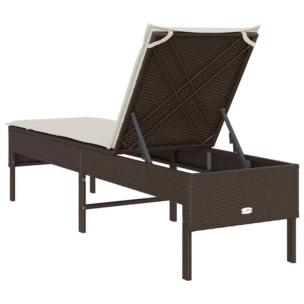 Ligstoel met kussen bruin 55x200x44cm polyrotan