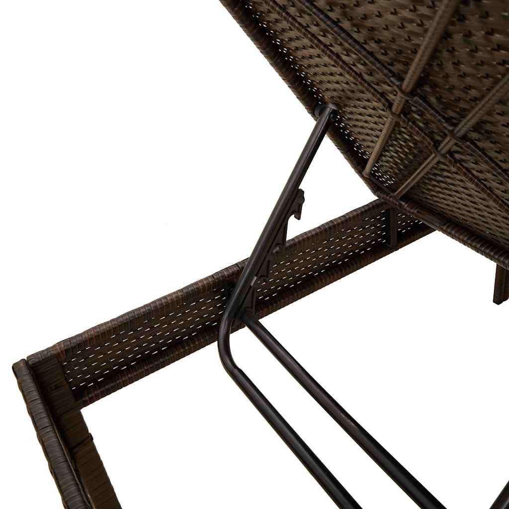 Ligstoel met kussen bruin 55x200x44cm polyrotan