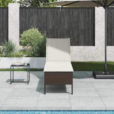Ligstoel met kussen bruin 55x200x44cm polyrotan