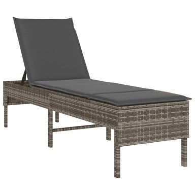 Ligstoel met kussen grijs 55x200x44cm polyrotan