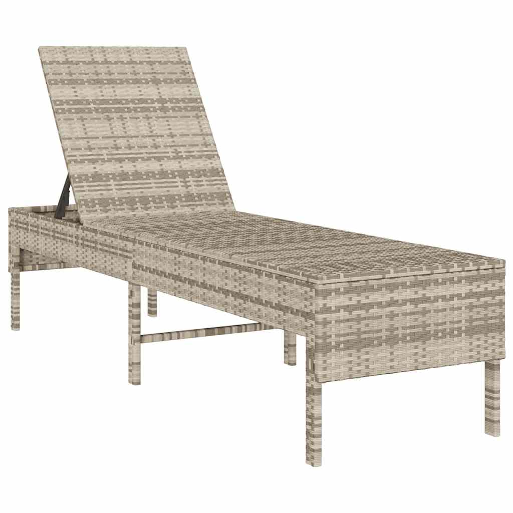 Ligstoel met kussen lichtgrijs 55x200x44cm polyrotan