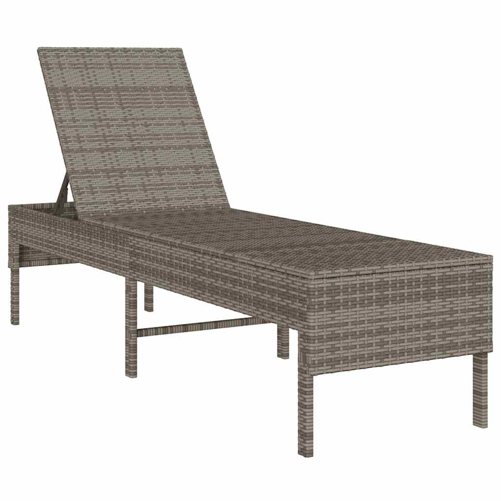 Ligstoel met kussen grijs 55x200x44cm polyrotan