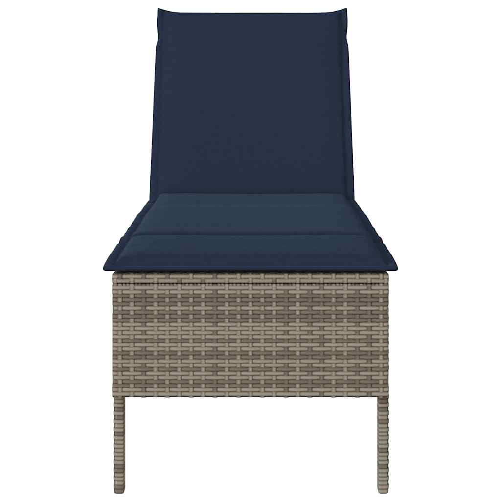 Ligstoel met kussen grijs 55x200x44cm polyrotan