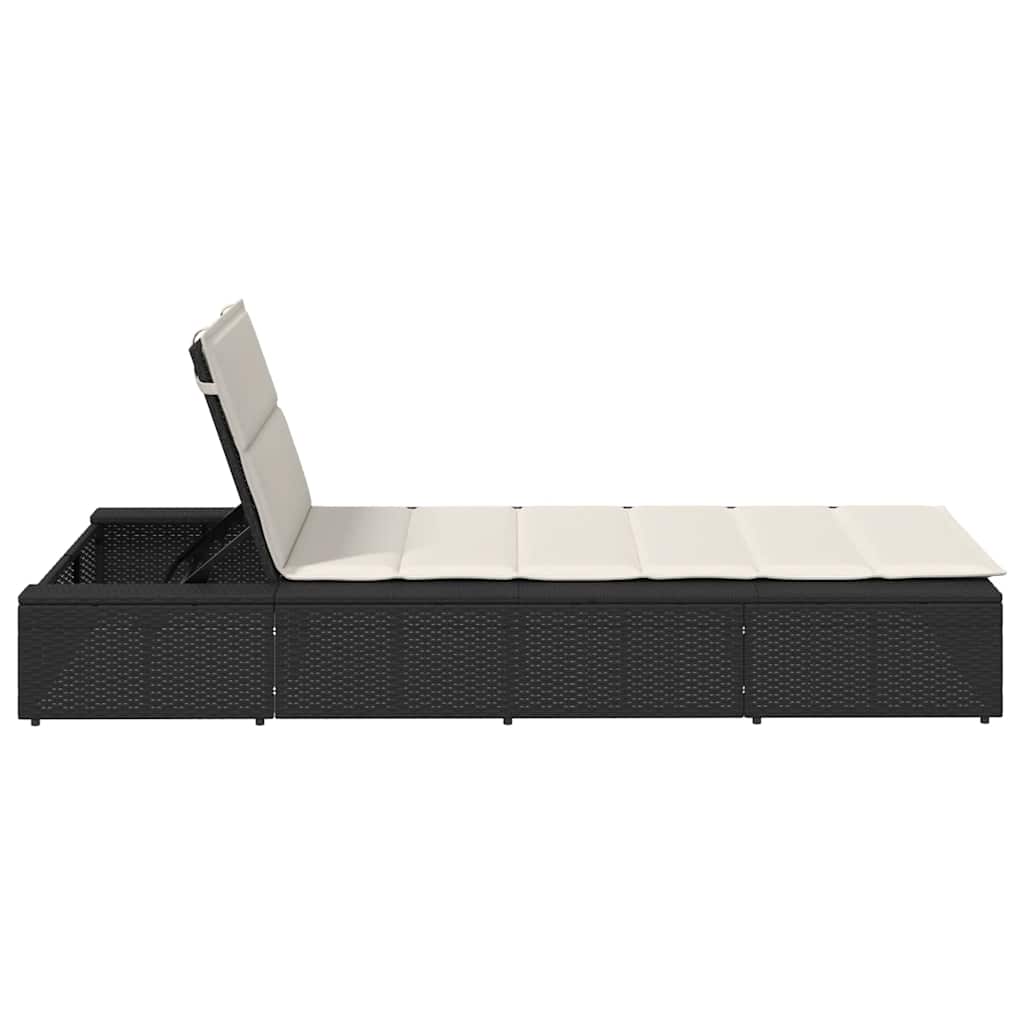 Ligbed met zwevend kussen poly rattan zwart