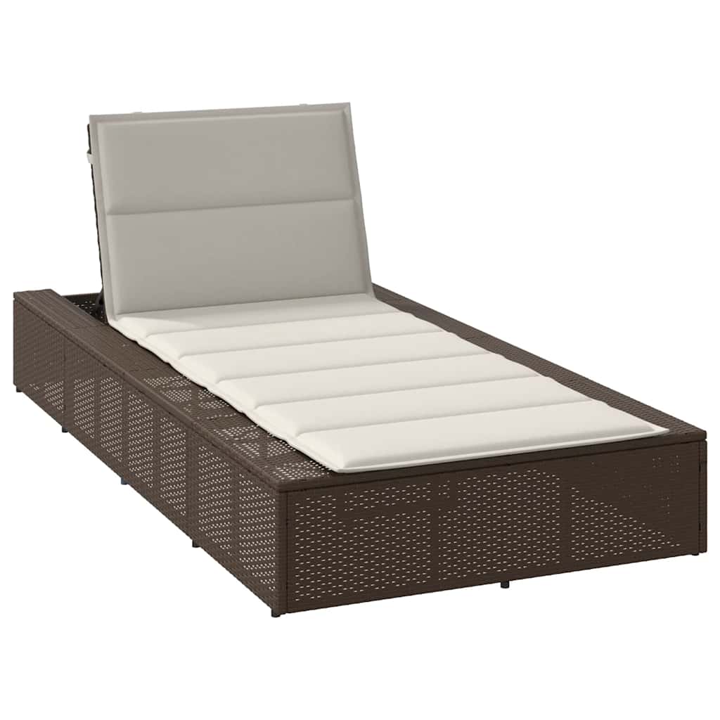Ligbed met zwevend kussen poly rattan bruin