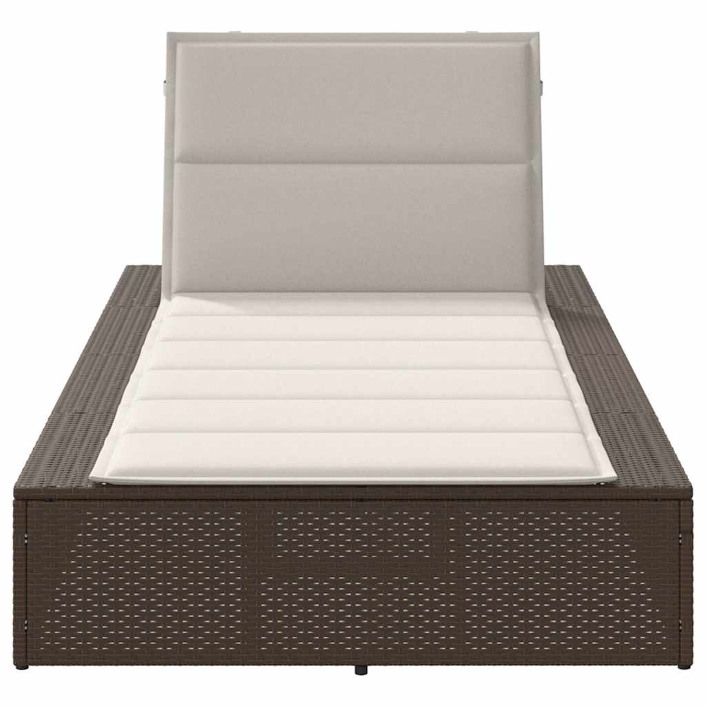 Ligbed met zwevend kussen poly rattan bruin