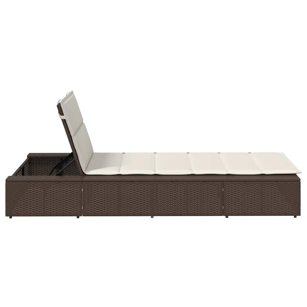 Ligbed met zwevend kussen poly rattan bruin