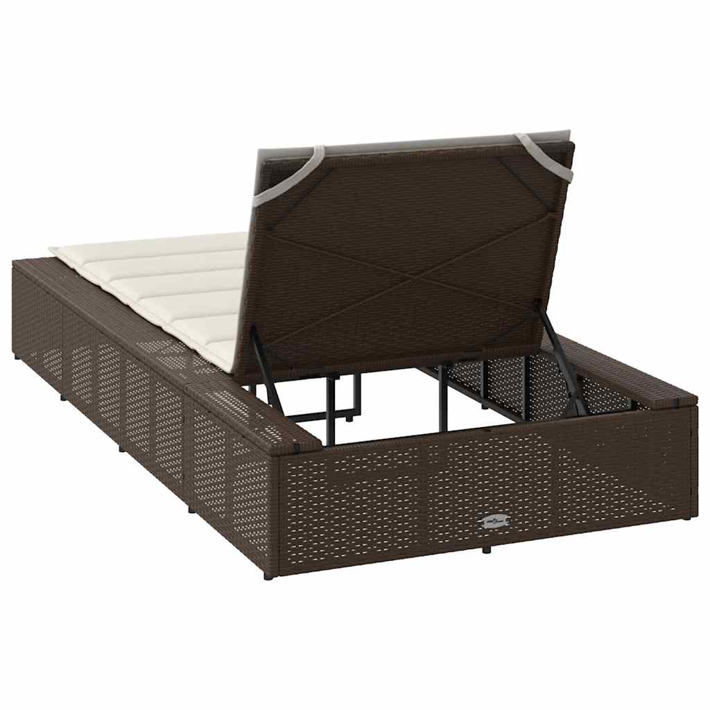 Ligbed met zwevend kussen poly rattan bruin