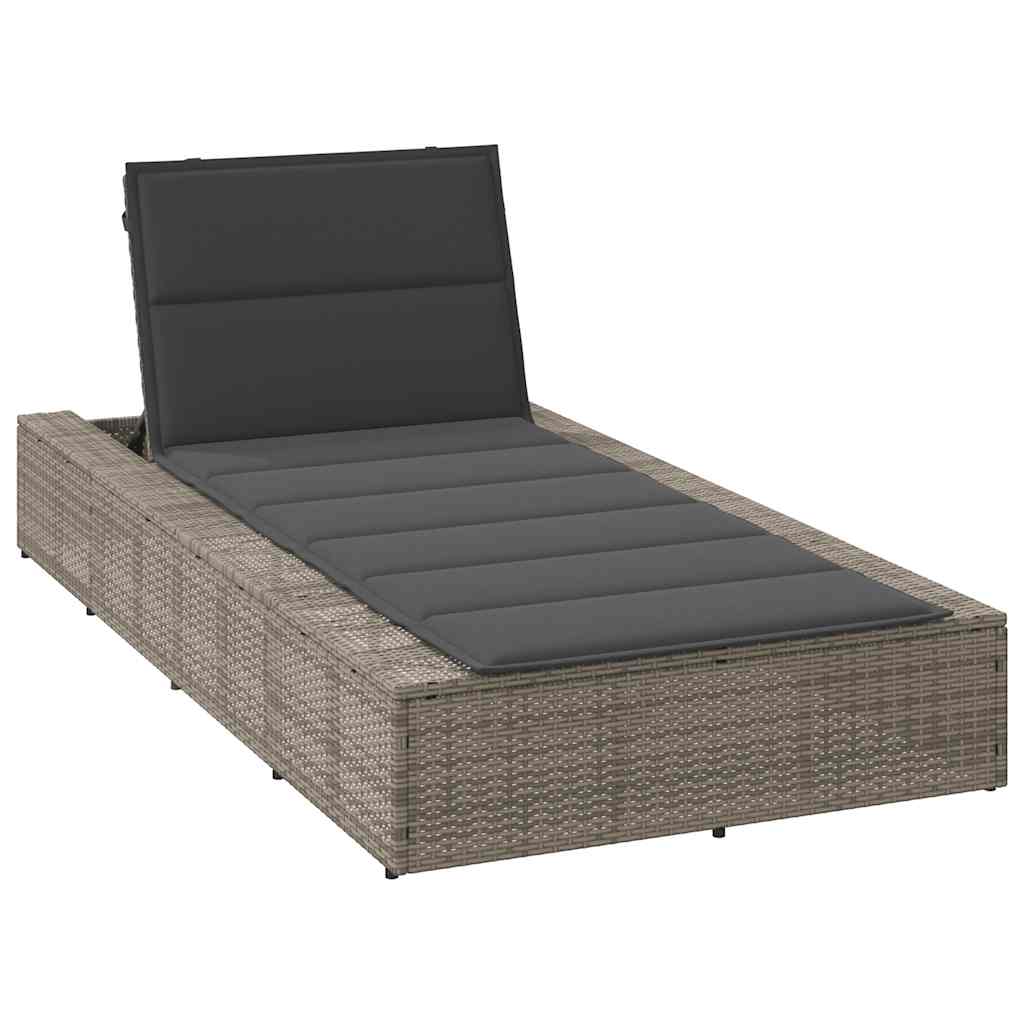 Ligbed met zwevend kussen poly rattan grijs