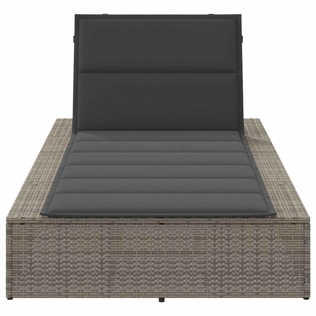 Ligbed met zwevend kussen poly rattan grijs