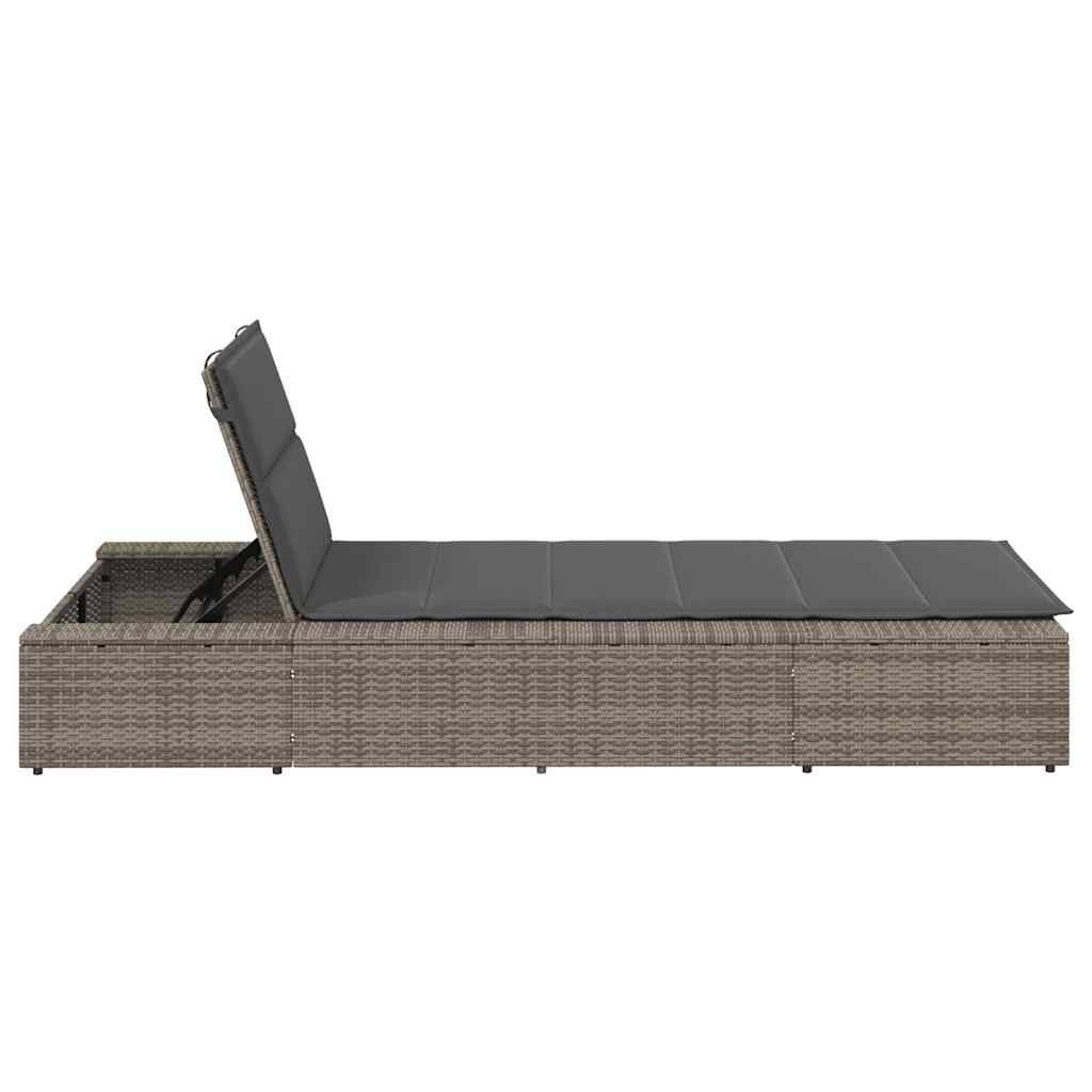 Ligbed met zwevend kussen poly rattan grijs