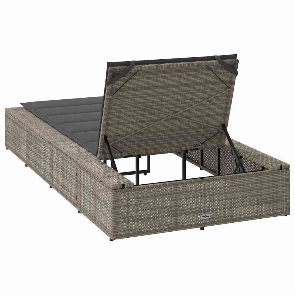 Ligbed met zwevend kussen poly rattan grijs