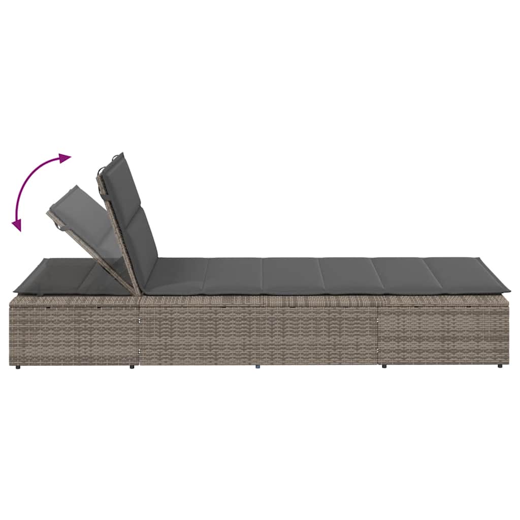 Ligbed met zwevend kussen poly rattan grijs