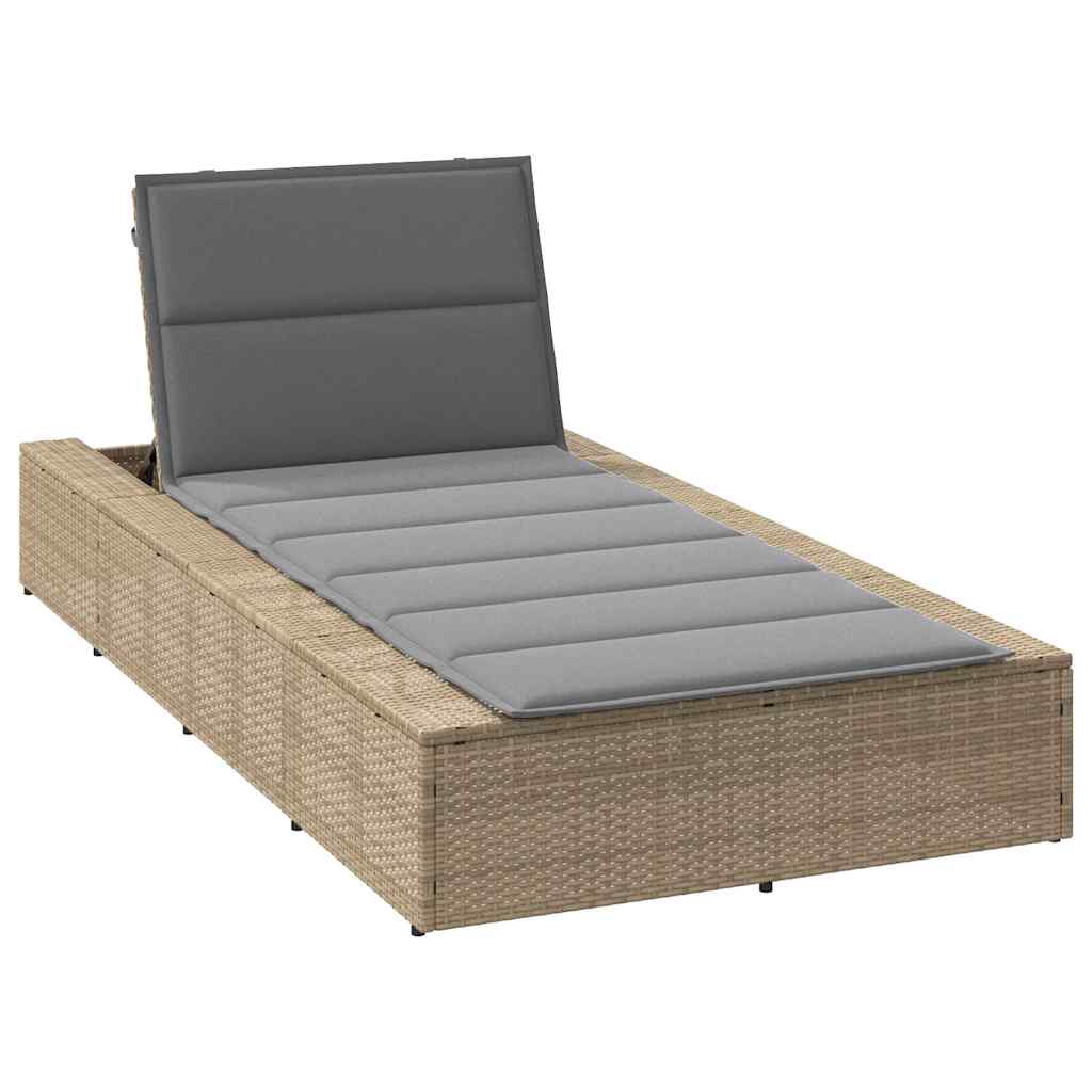 Ligbed met zwevend kussen poly rattan beige
