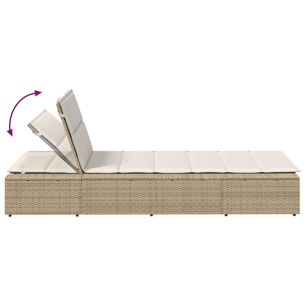 Ligbed met zwevend kussen poly rattan beige