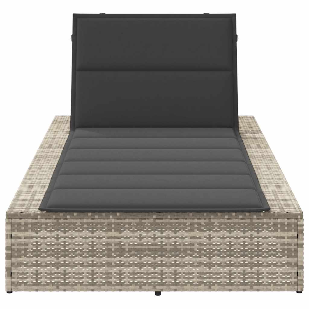 Ligbed met zwevend kussen poly rattan lichtgrijs