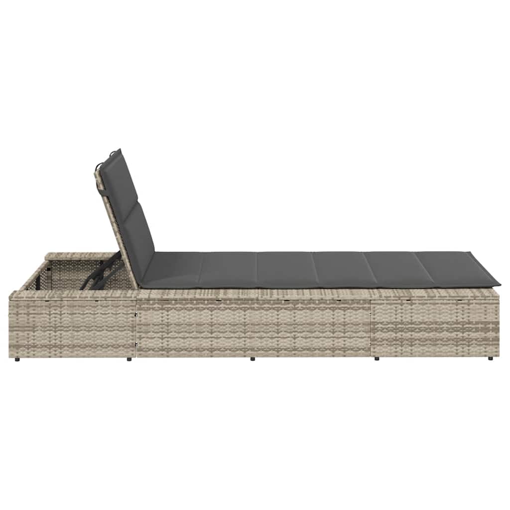 Ligbed met zwevend kussen poly rattan lichtgrijs