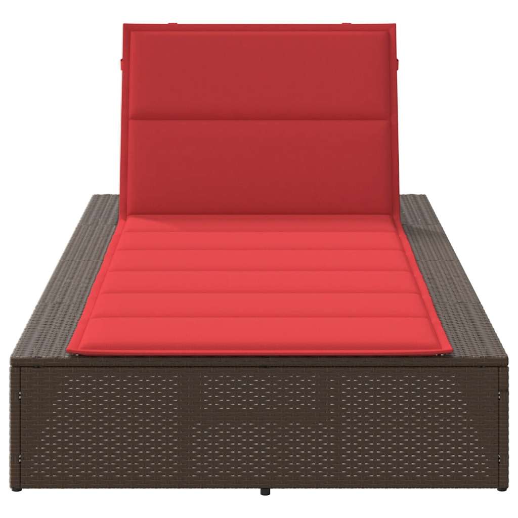 Ligbed met zwevend kussen poly rattan bruin