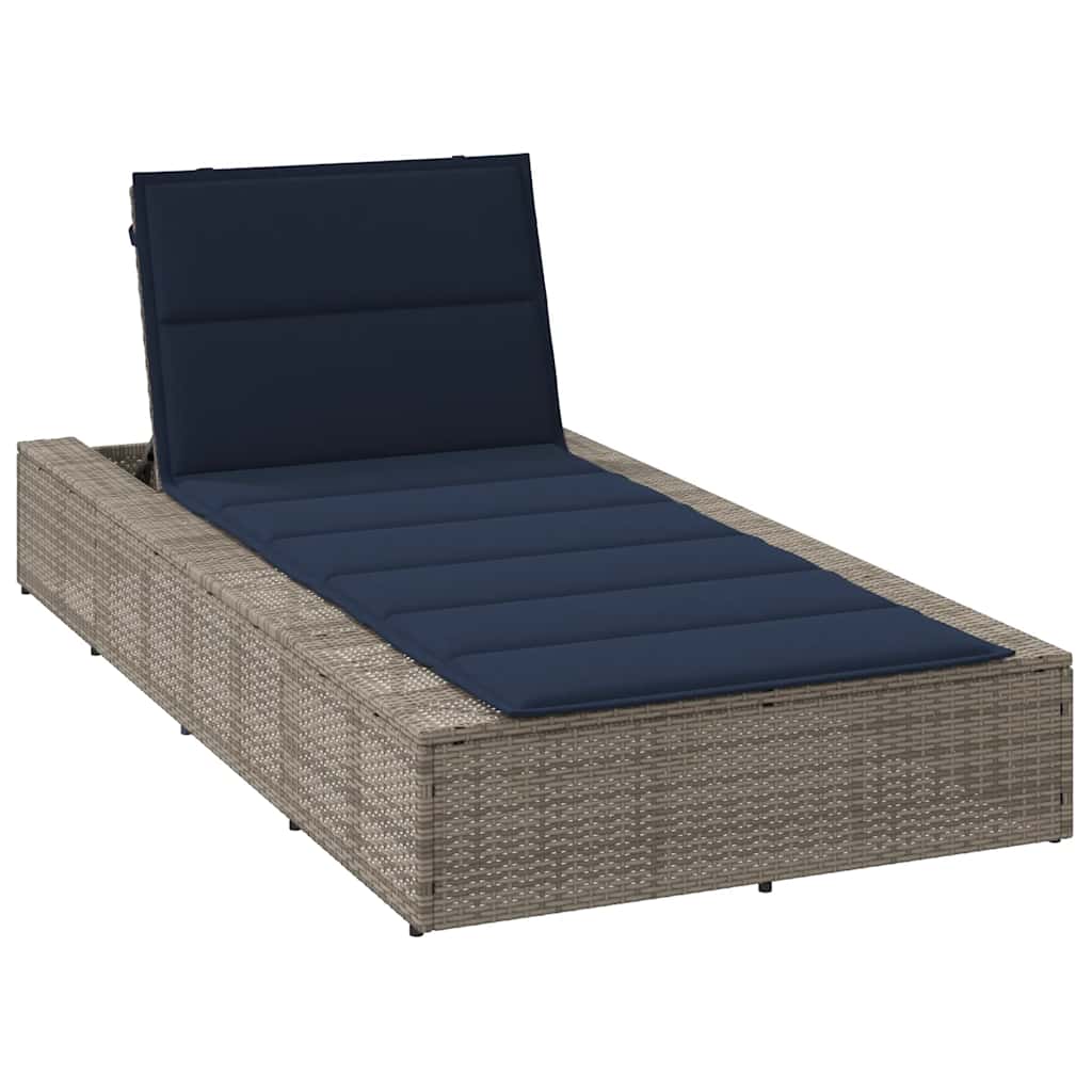 Ligbed met zwevend kussen poly rattan grijs