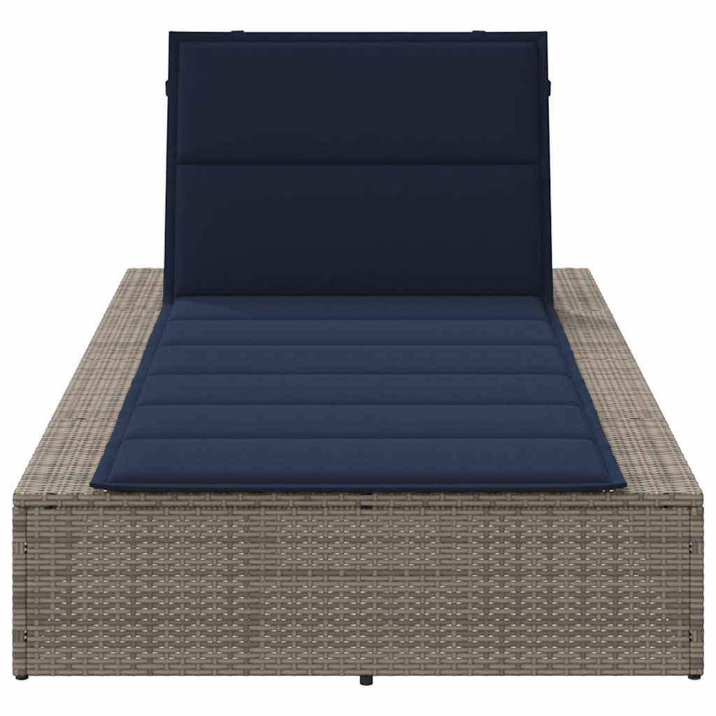 Ligbed met zwevend kussen poly rattan grijs