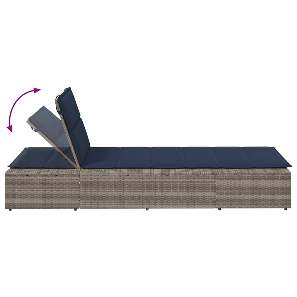 Ligbed met zwevend kussen poly rattan grijs