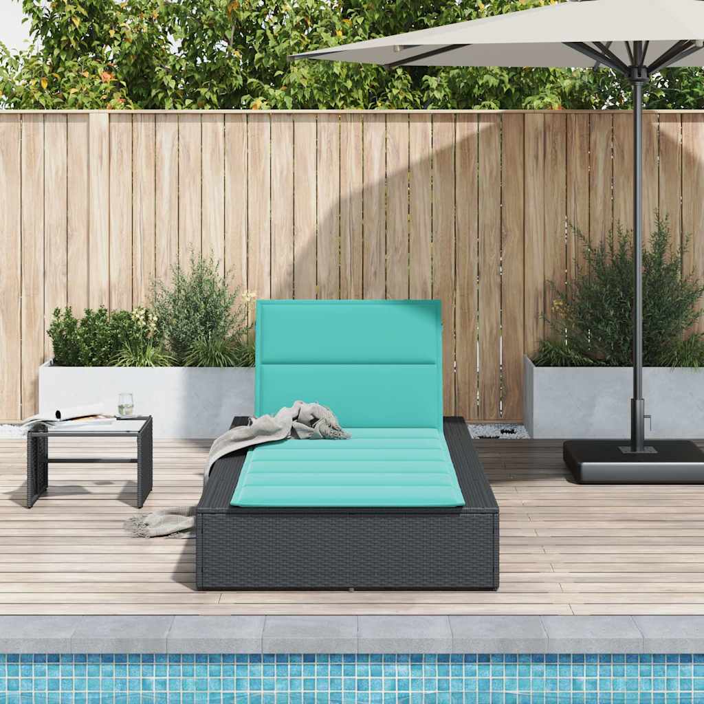 Ligbed met zwevend kussen poly rattan zwart