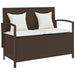 Tuinbank met kussen poly rattan bruin