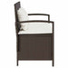 Tuinbank met kussen poly rattan bruin