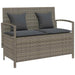 Tuinbank met kussen poly rattan grijs