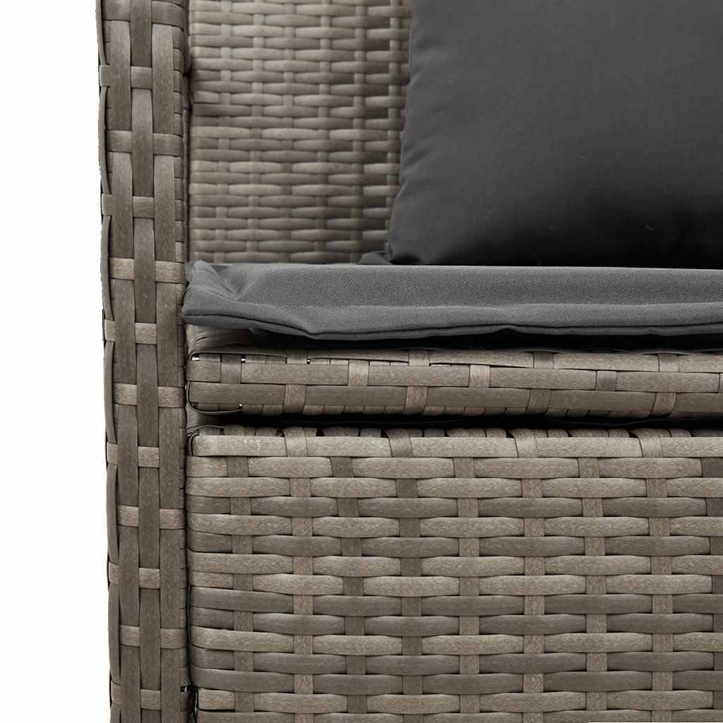 Tuinbank met kussen poly rattan grijs