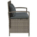 Tuinbank met kussen poly rattan grijs