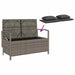 Tuinbank met kussen poly rattan grijs