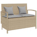 Tuinbank met kussen poly rattan beige